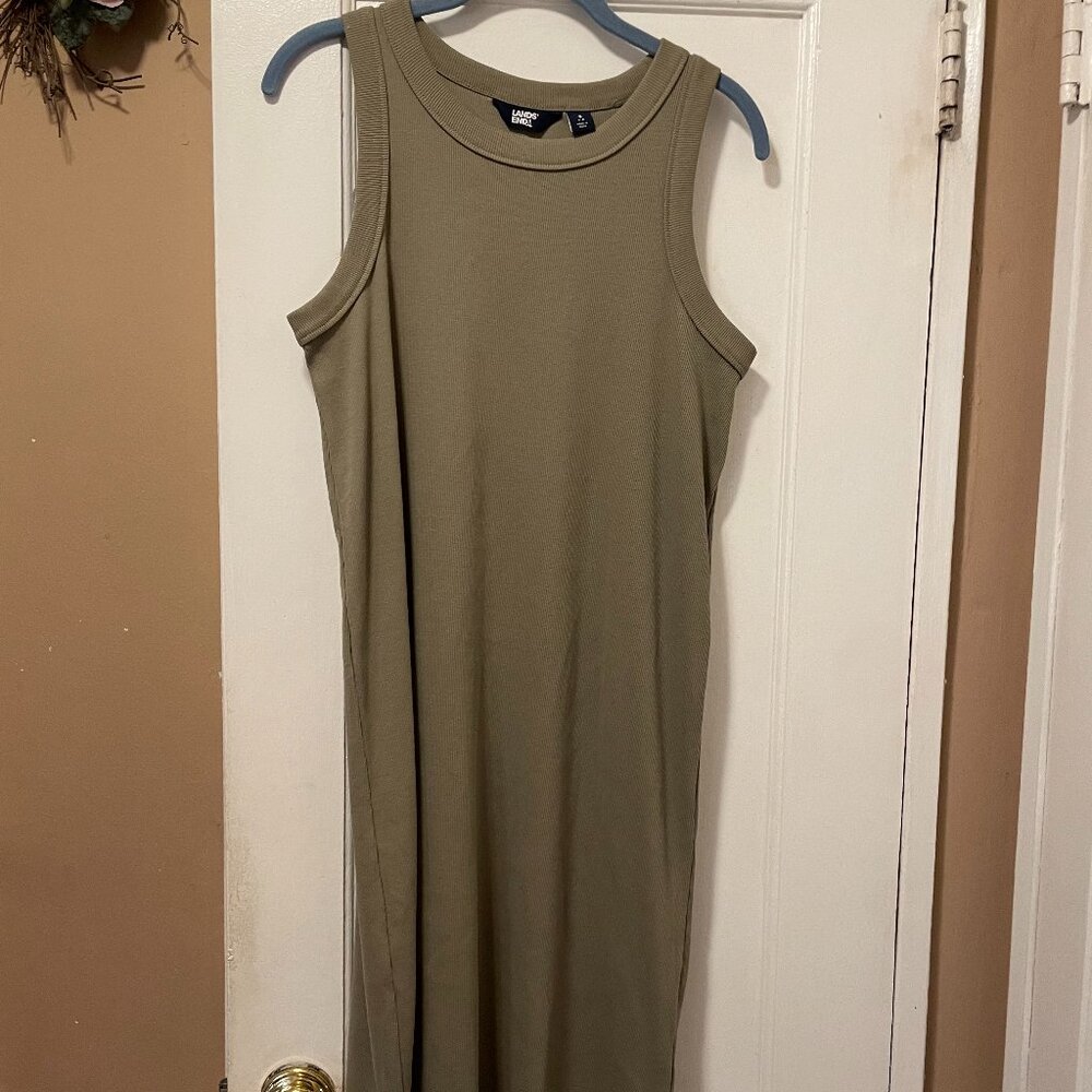 Women's Cotton Rib Sleeveless Midi Tank Dress Size Small